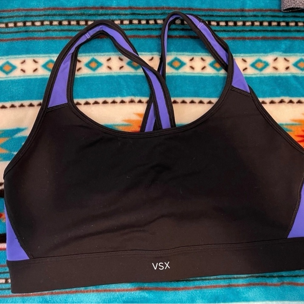 Victoria's Secret Black and Purple Sports Bra